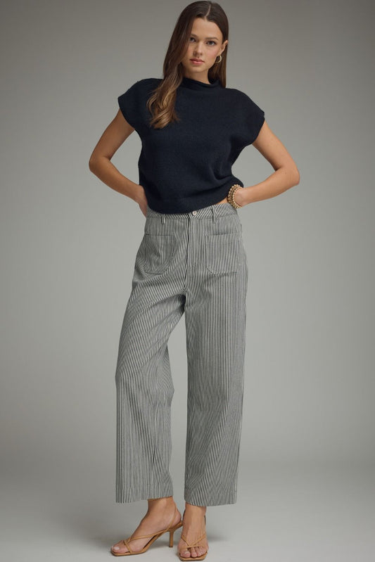 On The Line Pants Black Stripes