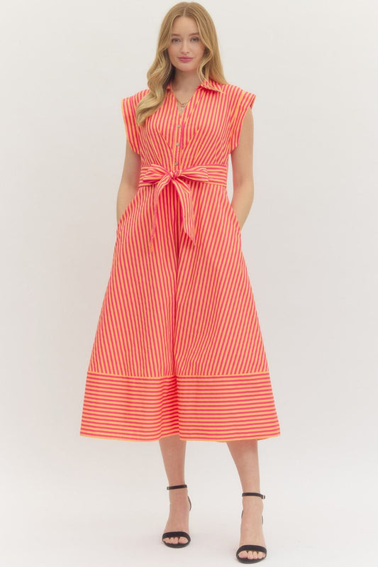 Mrs. Trendsetter Dress Hot Pink/Orange