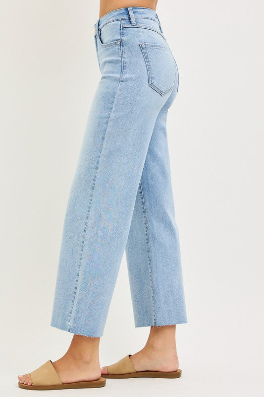 Risen Wide Leg Ankle Jeans
