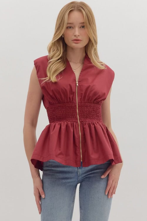 Hello Darling Top Burgundy