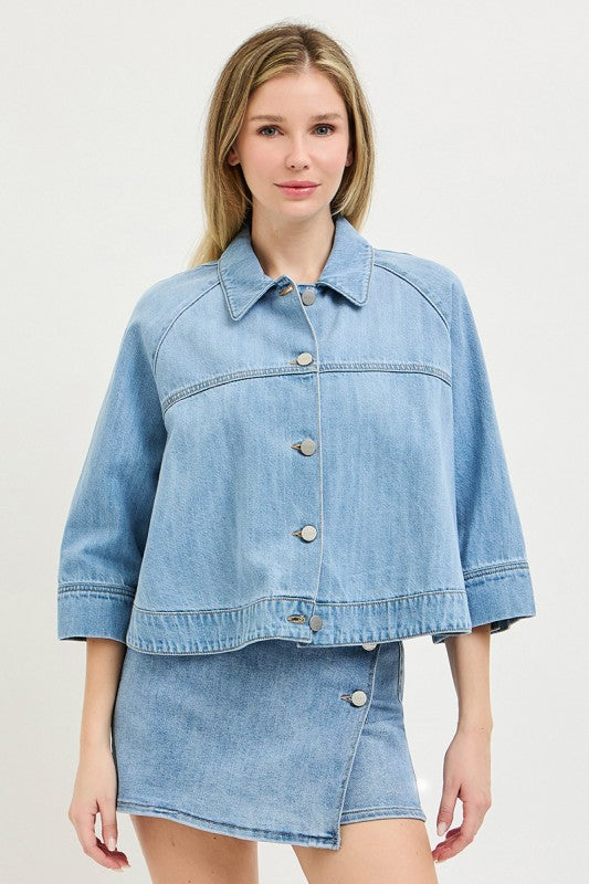 Risen Cape Style Jean Top/Jacket