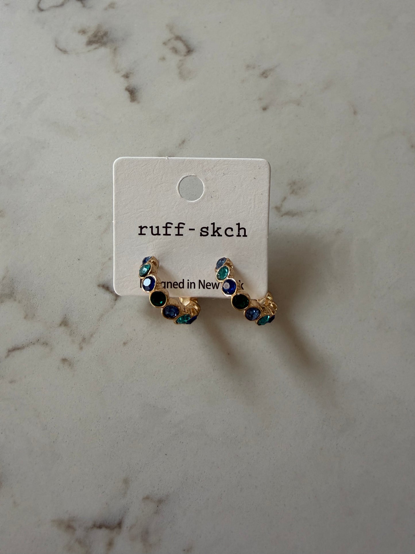 Radiance Hoop Earrings Gold/Blue/Green Mix