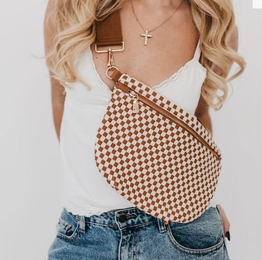 Pretty Simple Bum Bag Chestnut Checkered