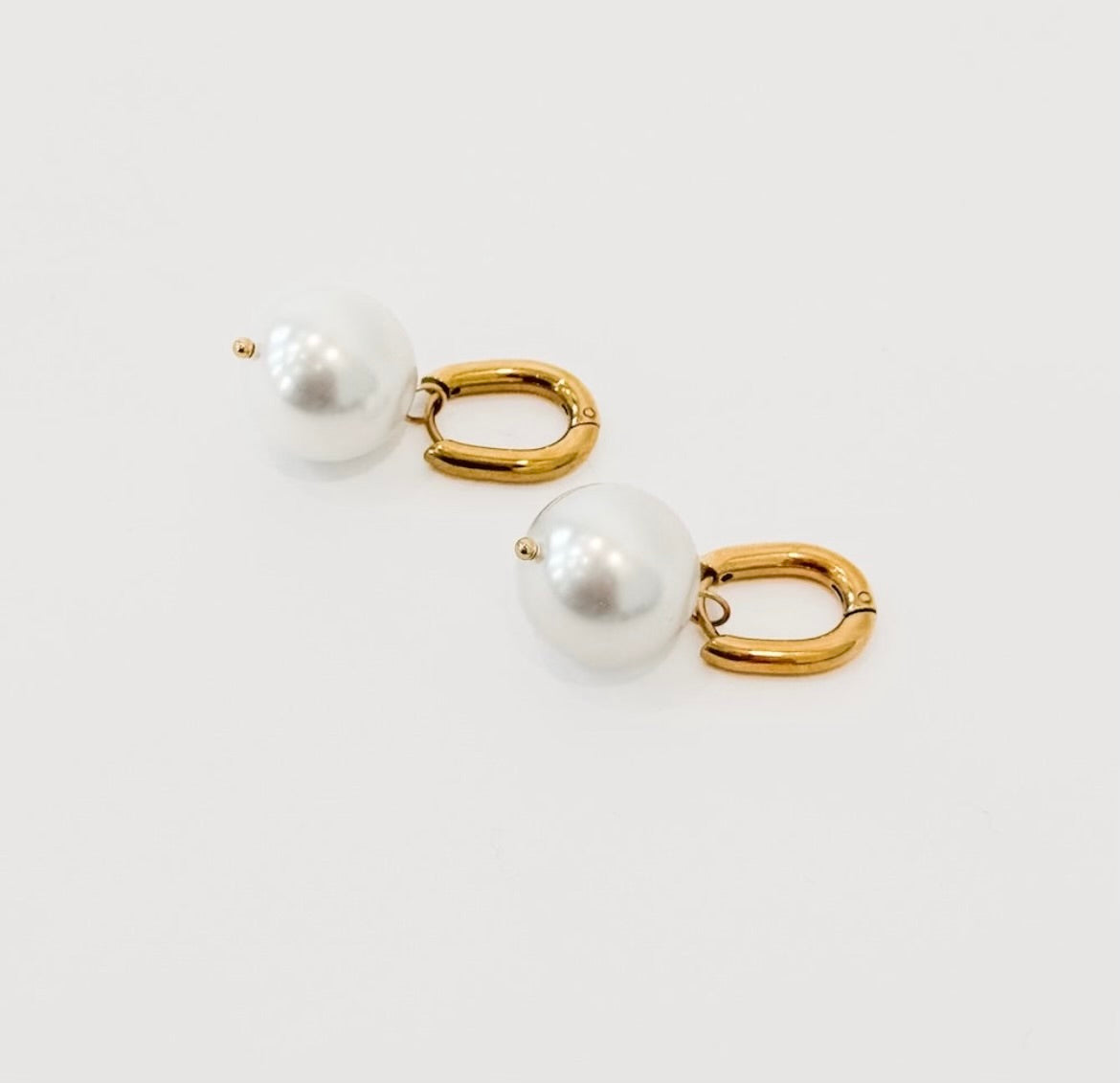 Pretty Simple Pearl Huggie Hoop Earrings