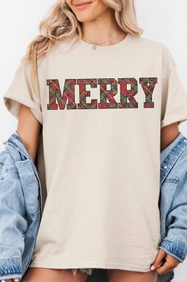 Merry Plaid Tee
