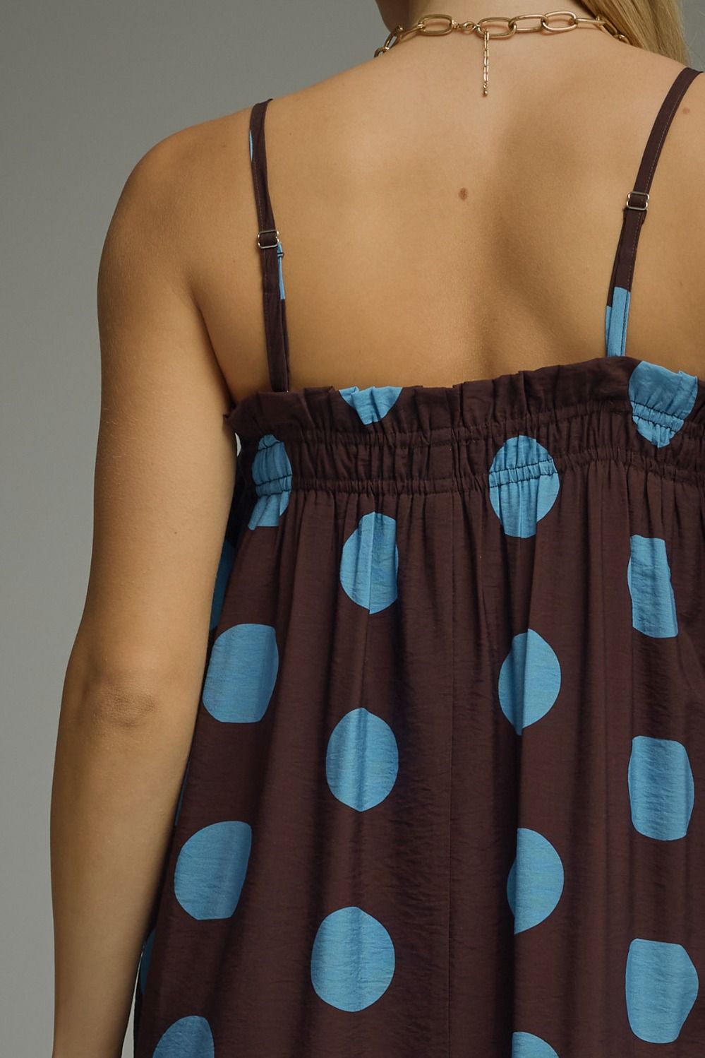 On The Dot Dress Dark Brown/Blue