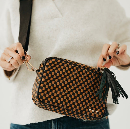 Pretty Simple Camera Bag Coffee Checkered