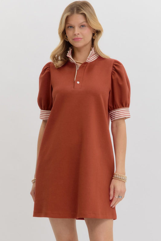 Girl On The Go Dress Rust