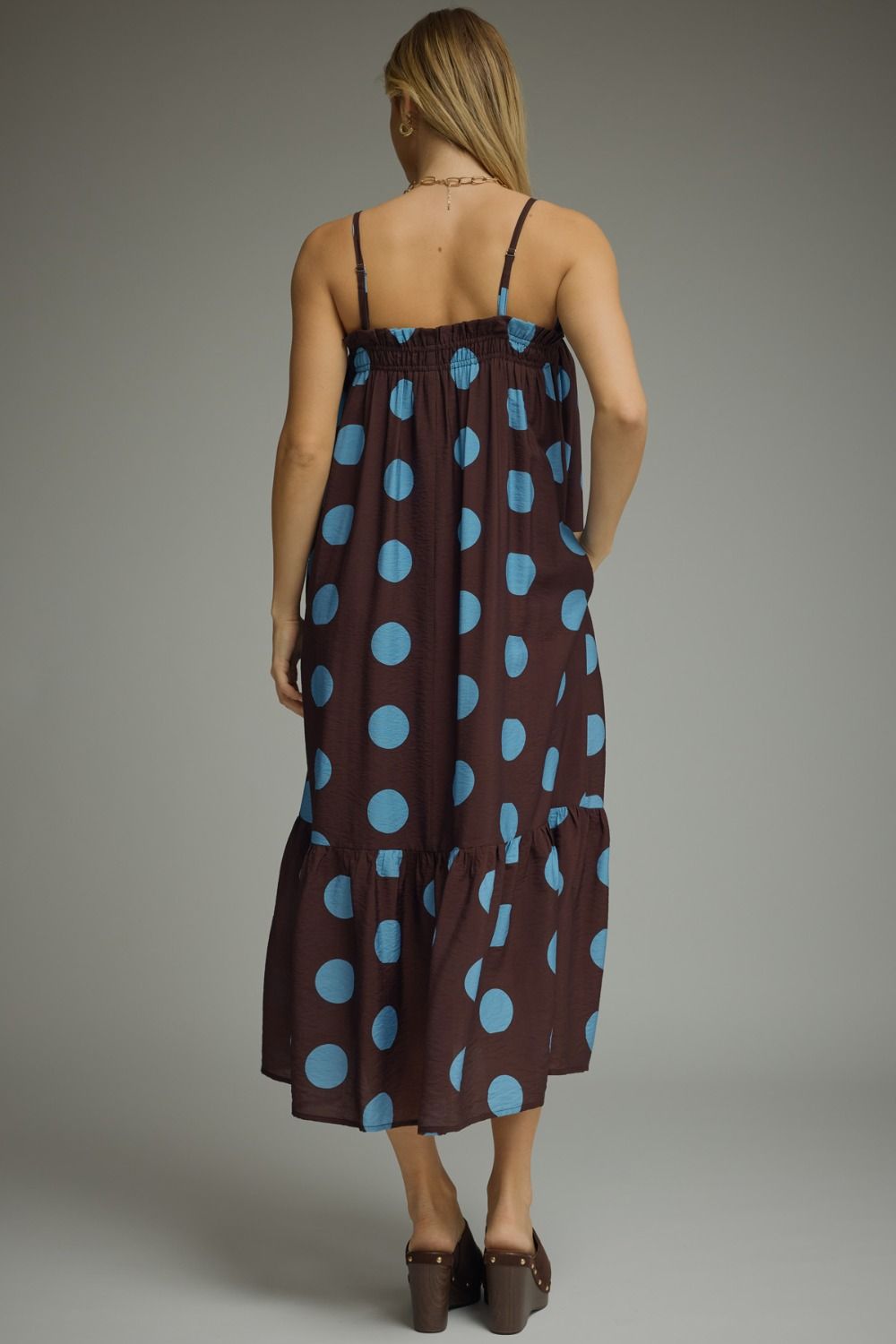 On The Dot Dress Dark Brown/Blue