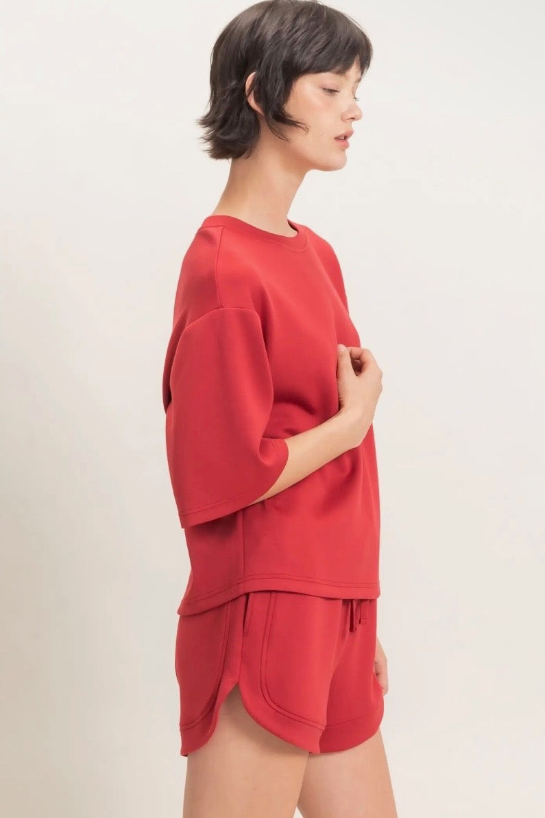In Style Short Set Dark Red