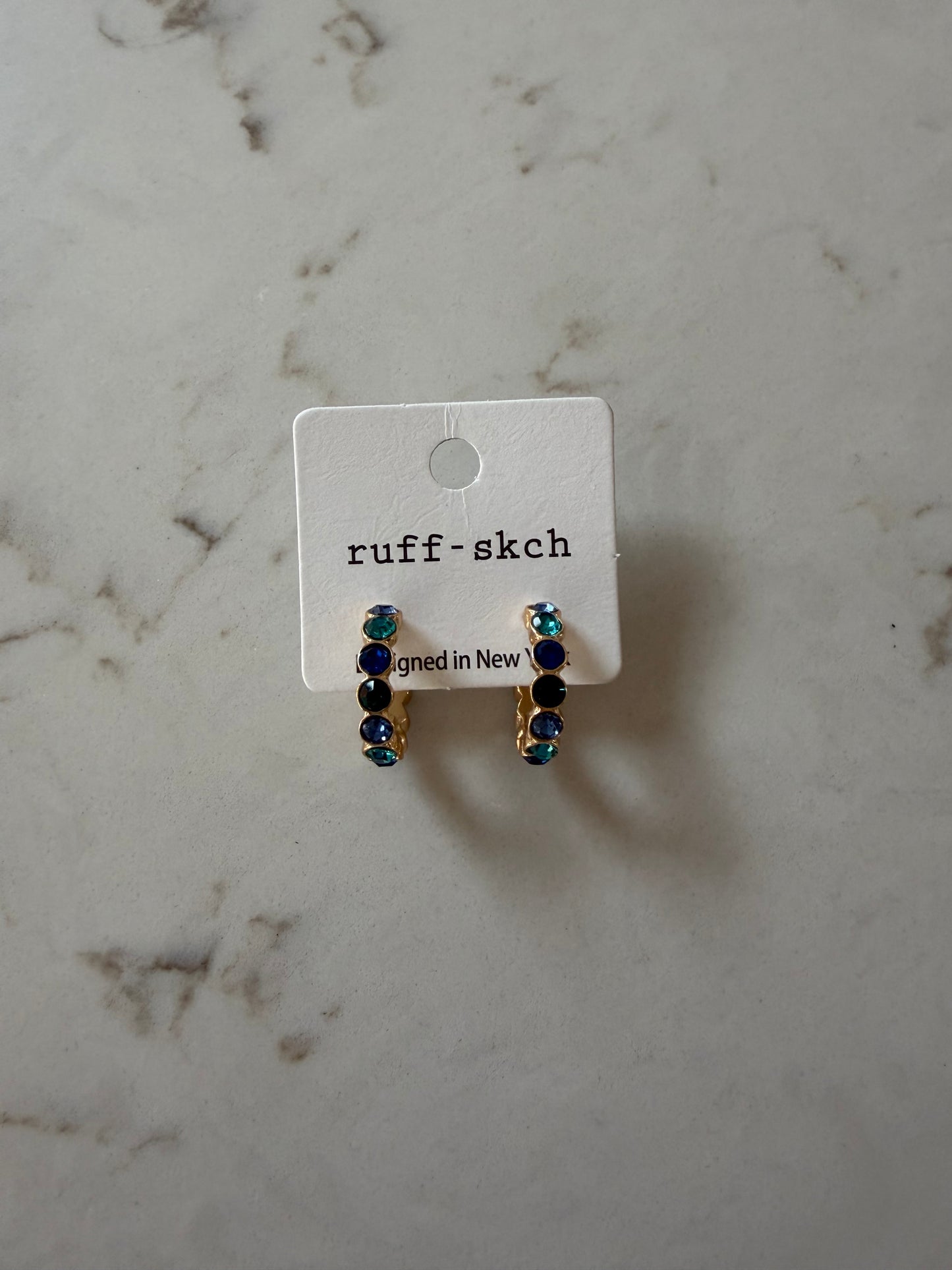 Radiance Hoop Earrings Gold/Blue/Green Mix