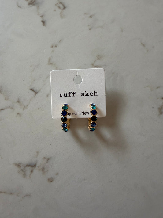 Radiance Hoop Earrings Gold/Blue/Green Mix