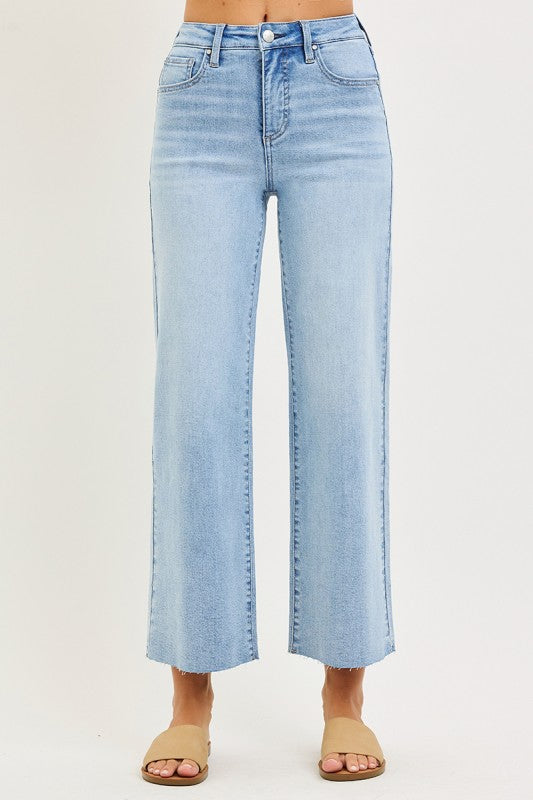 Risen Wide Leg Ankle Jeans