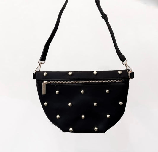 Pretty Simple Gold Studded Bum Bag Black