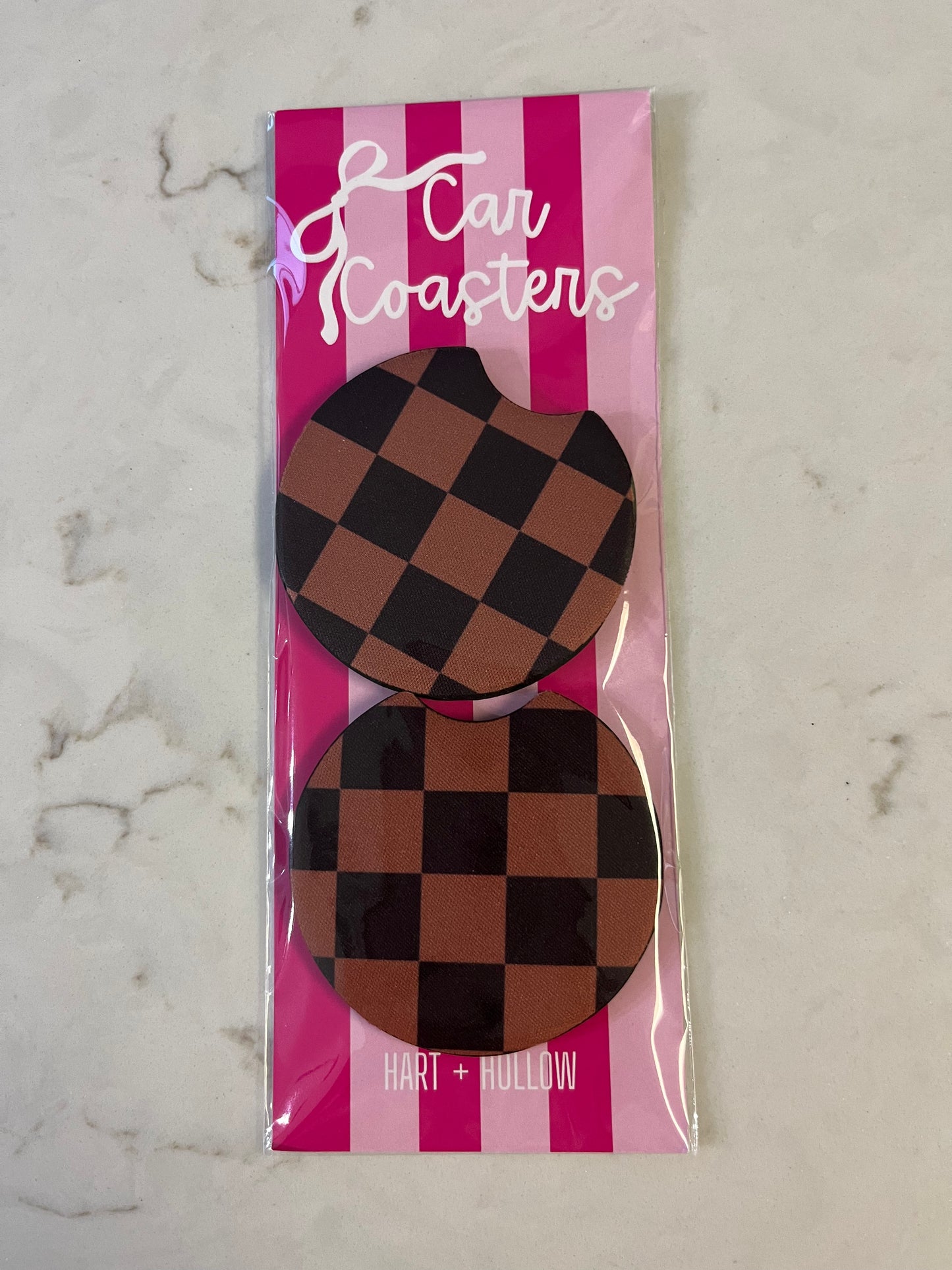Car Coasters Coffee Checkered