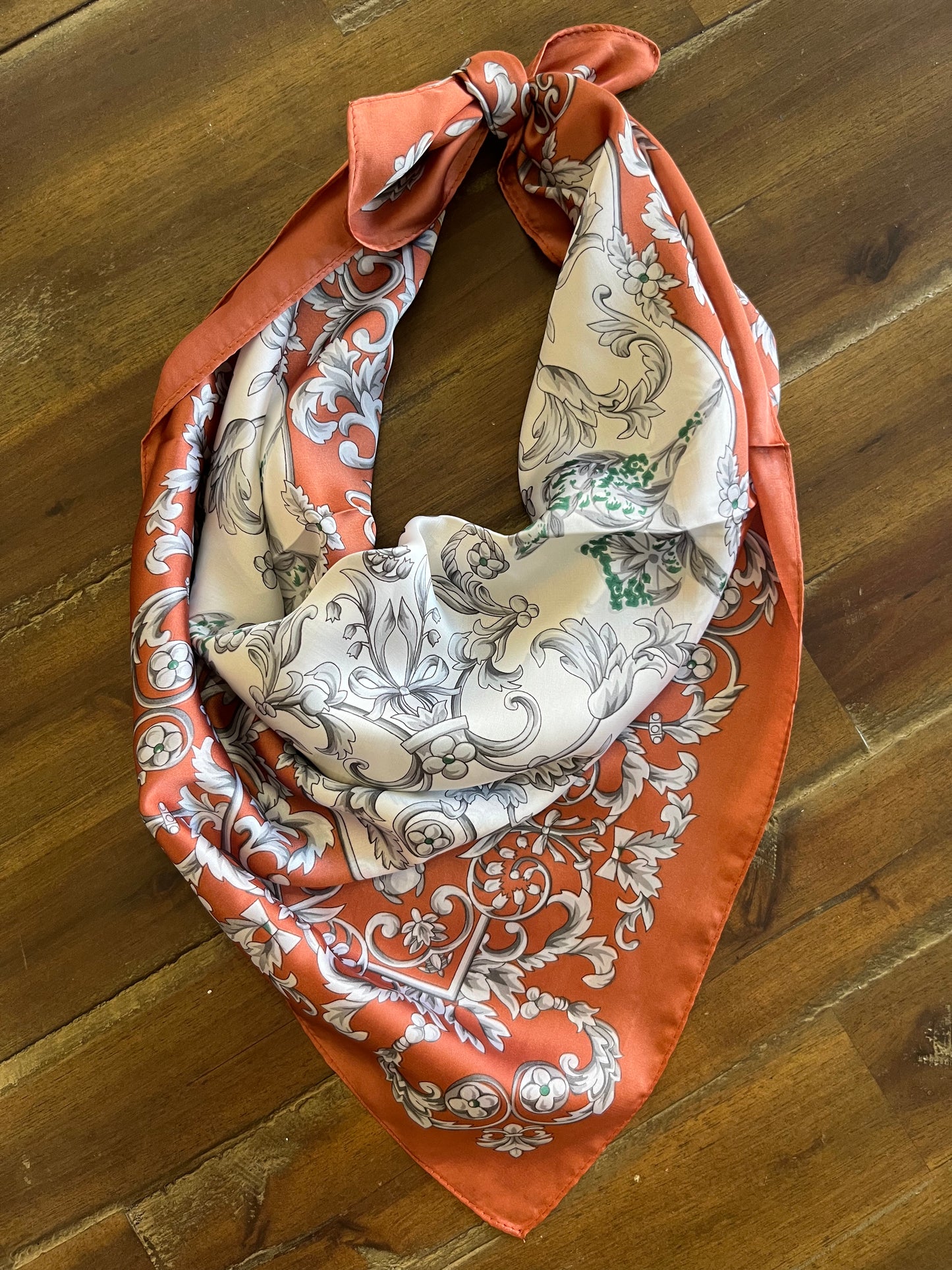 Save The Day Scarf Rust/Gray Print