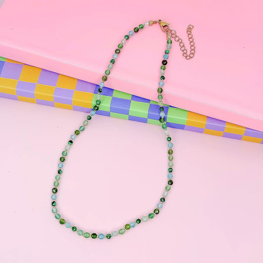Candy Bead Dainty Gemstone Necklace Green