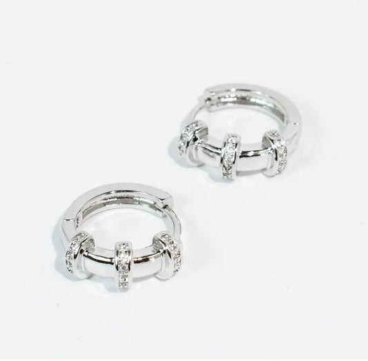 Treasure Jewels Huggie Hoops Silver