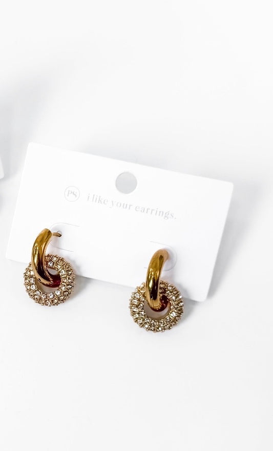 Pretty Simple Ivy Interlock Hoop Gold Earrings