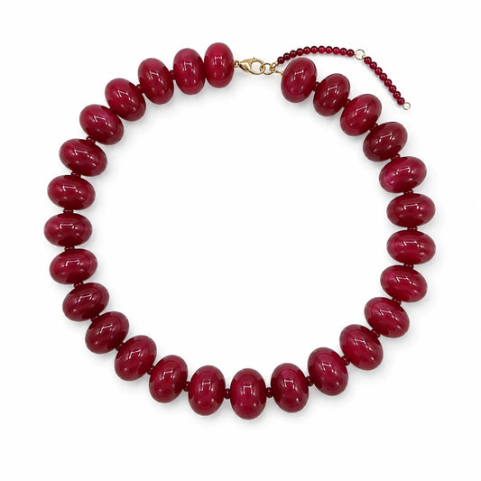Color Me Happy Bead Necklace Burgundy