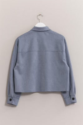 Check It Out Faux Suede Blue Jacket