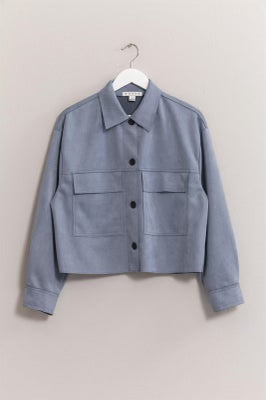 Check It Out Faux Suede Blue Jacket