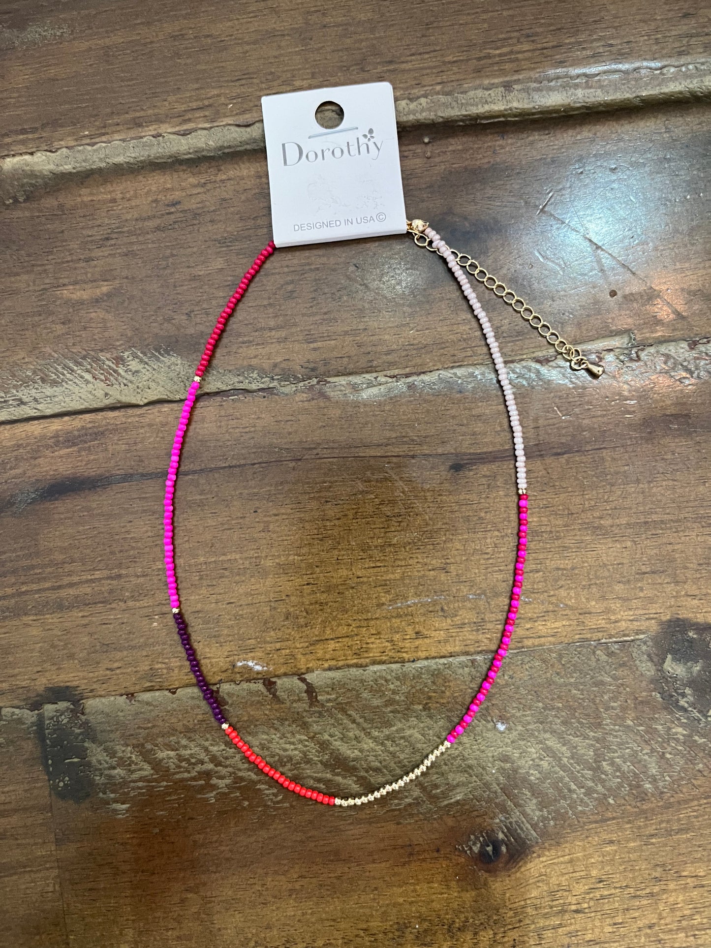 Color Me Happy Beaded Necklace Pink