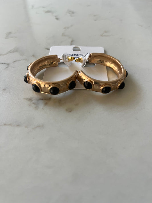 Round And Round Hoop Earrings Black