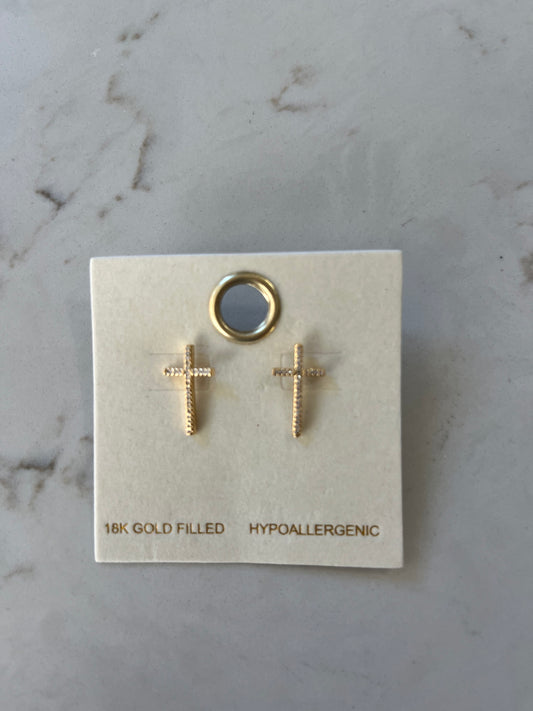 Gold Cross Earrings